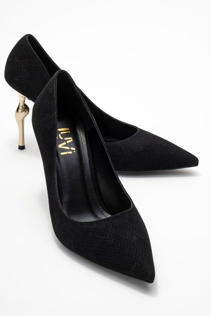 Hudson Black Patterned Women's Heeled Shoes