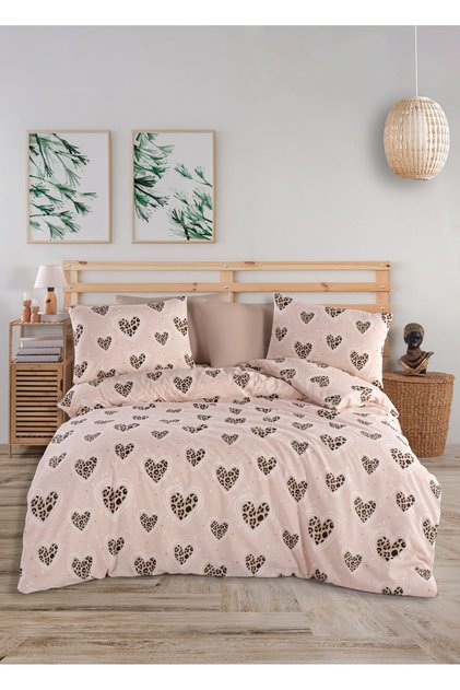 Set cuvertură de pilota dublă cu inimă de leopard