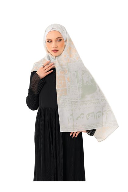 Palestine Shawl Newspaper Green Color Digital Printed Palestine Shawl S100046