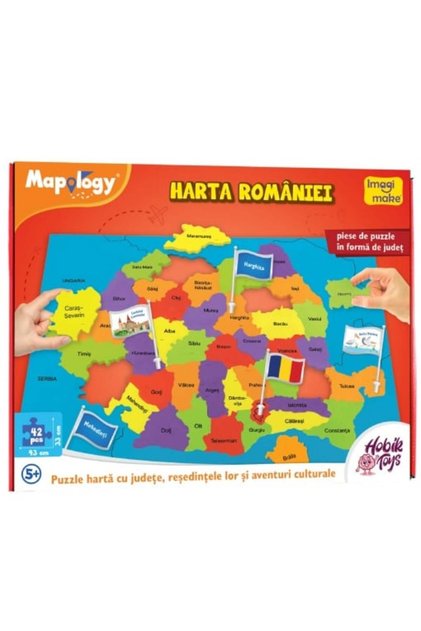 Puzzle din spumă cu harta României - Puzzle din spumă EVA cu județe, capitale și aventuri culturale