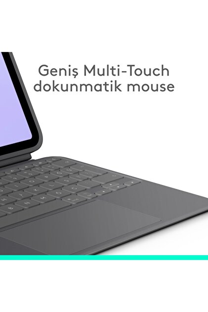 logitech Combo Touch 11 inç iPad Pro M4 ile Uyumlu Türkçe Klavyeli