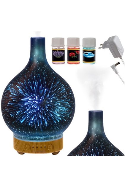 Difuzor aromaterapie 3 in 1 cu ultrasunete, lampa LED RGB, 12 W, rezervor 200 ml, 3 uleiuri incluse