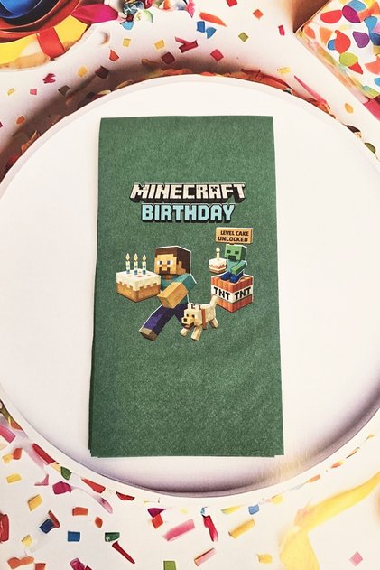 Minecraft Doğum Günü Peçetesi Yeşil 12li Paket