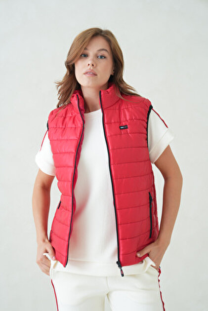 WAPP Khaki Gel Padding Hooded Puffer Vest- Trendyol