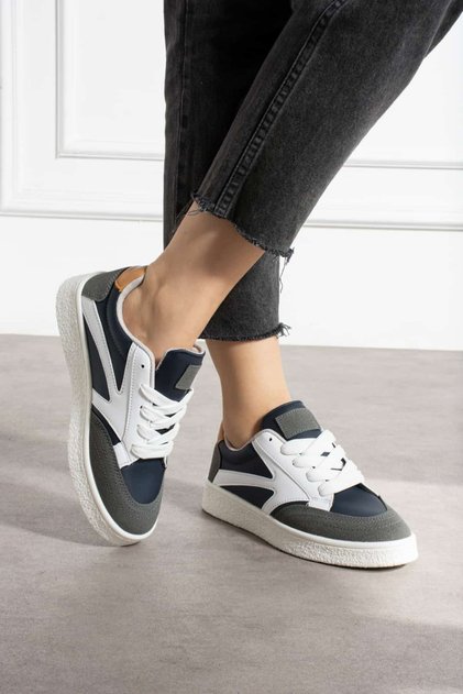 Navy Blue Women's Lace-Up Sports Shoes Sneaker Casual School 121Nav