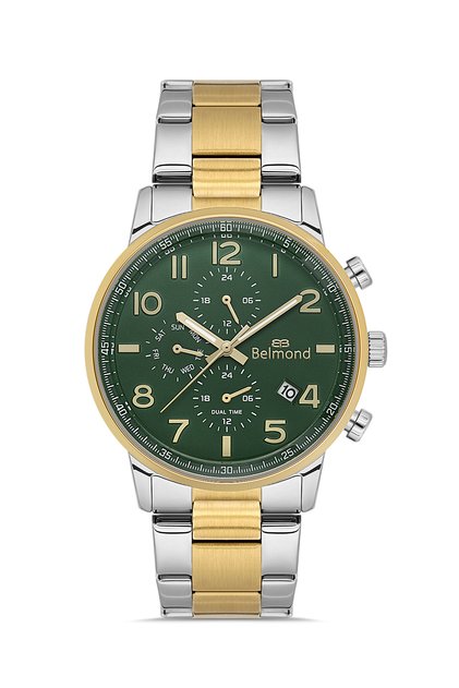 Kng1149.270 Gold & Green Steel Band Men's Wristwatch
