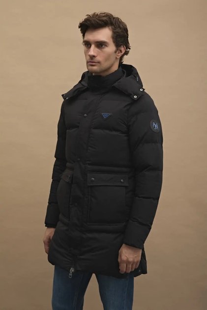 Çıkarılabilir Kapüşonlu Uzun Puffer Mont