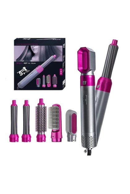 Perie electrică de păr pentru volum cu aer cald, într-un singur pas, 5 în 1, uscător, perie, ondulator, 1000 W, 5 accesorii