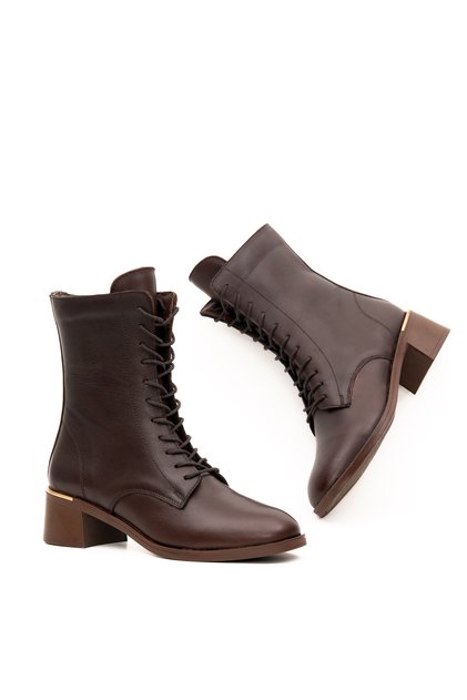 Women's Genuine Leather Ankle Length Mid Heel Boots