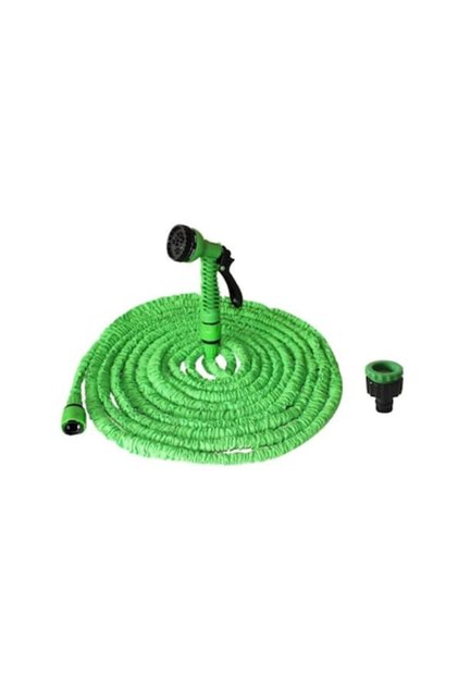 Furtun retractabil și pistol de udat cu 7 moduri de pulverizare, 10-30 m, verde