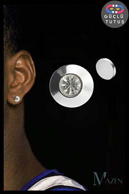 MAZEN Round Stone Model Magnet Fake Earring Piercing | Without Holes | Does  Not Tarnish/Blacken? | Unisex- Trendyol