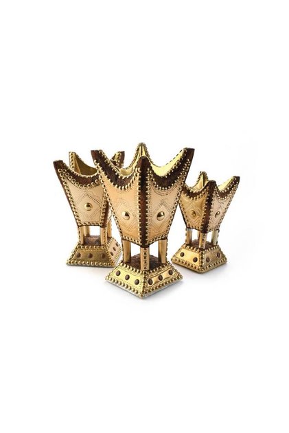 A set of Haili-style incense burners, coated with gold-colored copper.