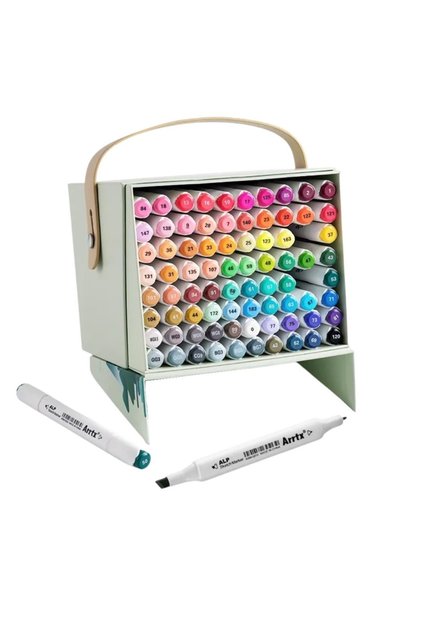 Set of 80 permanent alcohol-based markers with double tip for sketches, drawings, paintings, Artxx