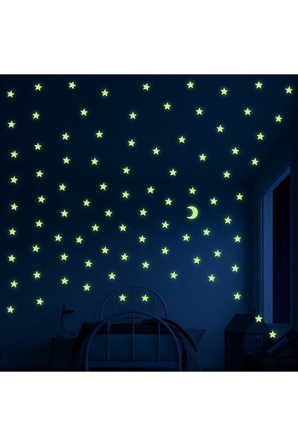 Phosphorescent Star Moon Set 101 Pieces Children's Room Wall Pvc Sticker