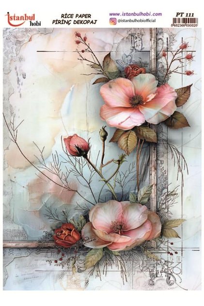Brass Decopage Paper 30X42Cm Pt-111 Roses