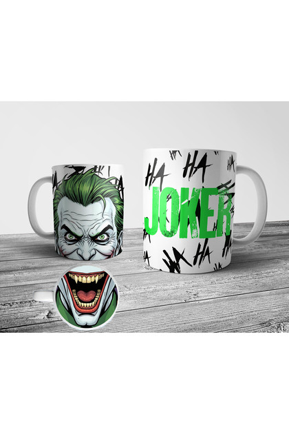 Joker Batman Alt Tabanı Ağız Desenli Kupa Bardak