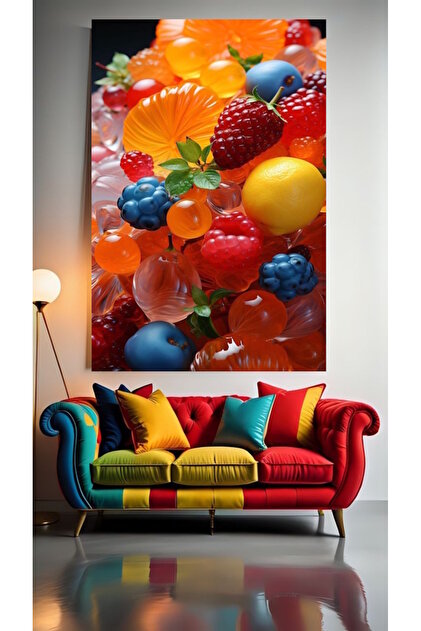 FRUCTE COLORATE 1 Tablou pe pânză pentru decorarea casei, perete, salon, salon de înfrumusețare, birou, magazin