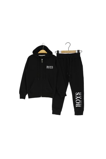 Atabay 372-10-25 Men's Tracksuit Set with Hood Boys Good Mood Printed Zippered 2 Straps Age 9/12