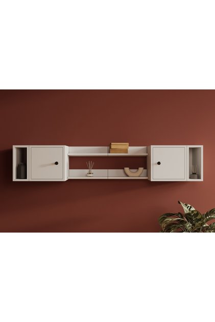 2 Kapaklı Yan Dolaplar ve Orta Açık Çok Fonksiyonlu Çift Katmanlı Raf MST-DVR-1020