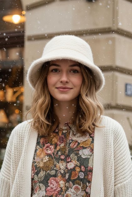 Luxury Alpaca Wool Bucket Hat - Ecru Winter Boho Bucket Hat
