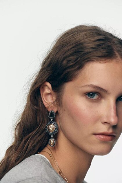 Yeni Sezon Marka Model Taşlı Vintage Küpe