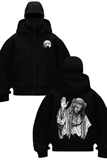 1blood Siyah COMEBACK MAVİ Taş Baskılı Kar Maskeli Unisex