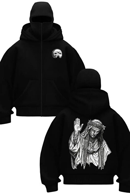 1blood Siyah Maskeli Unisex King Baldwin Kapüşonlu Hırka - Fiyatı