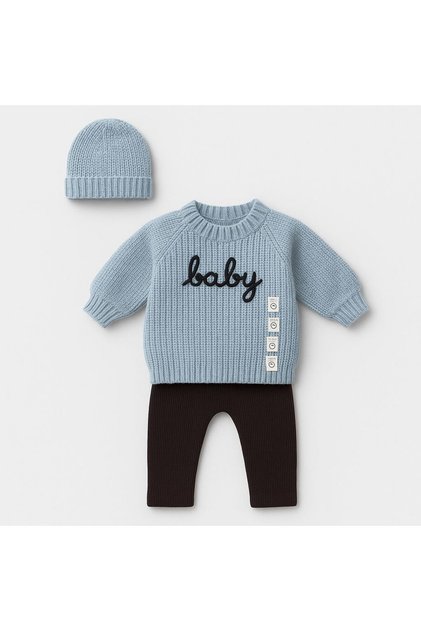100% Organic Cotton Knitwear Baby Embroidered Set
