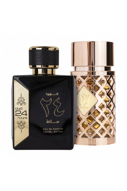 Пакет от 2 най-продавани парфюма, Oud 24 Hours 100 мл за него и Jazzab Gold 100 мл за нея