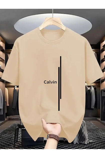 Men's "Calvin" Printed Vertical Striped T-Shirt