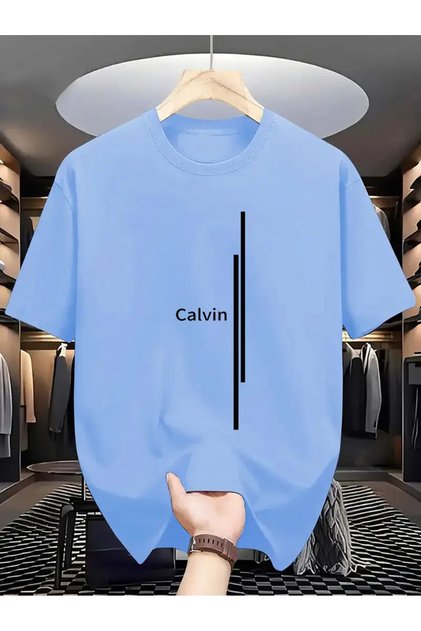 Men's "Calvin" Printed Vertical Striped T-Shirt