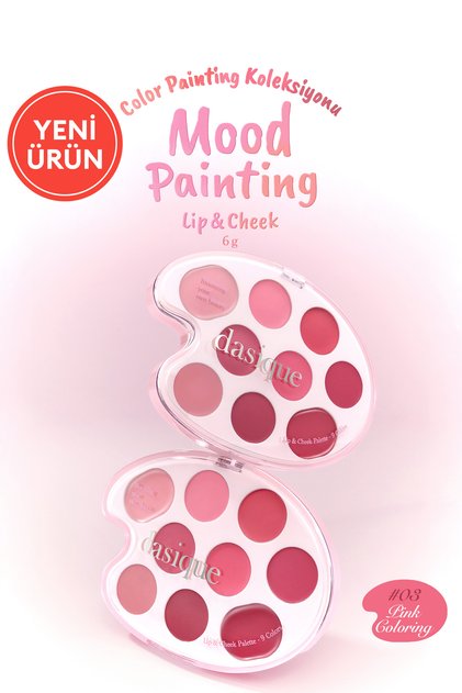 9 Renkli Ruj & Allık Paleti Mood Painting Lip & Cheek Palette (#03 Pink Coloring)