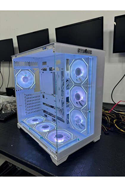 Strong Dragon 7x 120 mm Fanlı ARGB Kumandalı ATX Akvaryum Beyaz