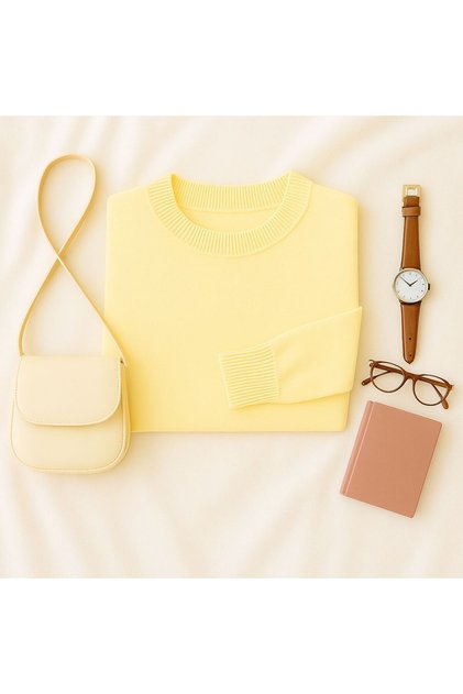 OVERSIZED FIT SOFT-TEXTURED CREW NECK BASIC KNIT WOMEN'S SWEATER