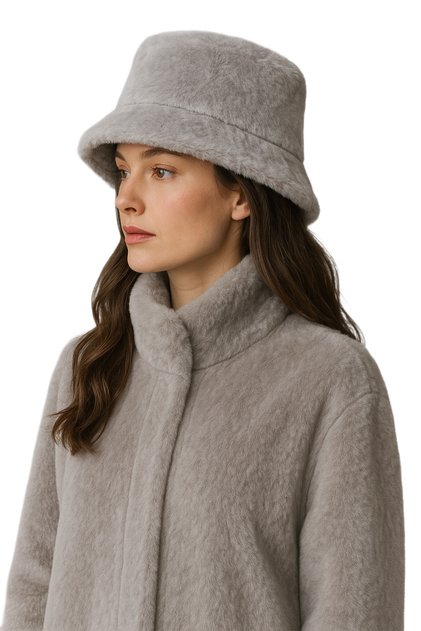 Plush Women's Winter Soft Furry Grey Bucket Hat