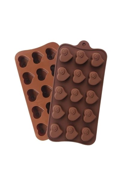 Forma Din Silicon Pentru Bomboane De Ciocolata Sau Jeleuri, 15 x Praline Inimioara, 22.5x10.6 cm