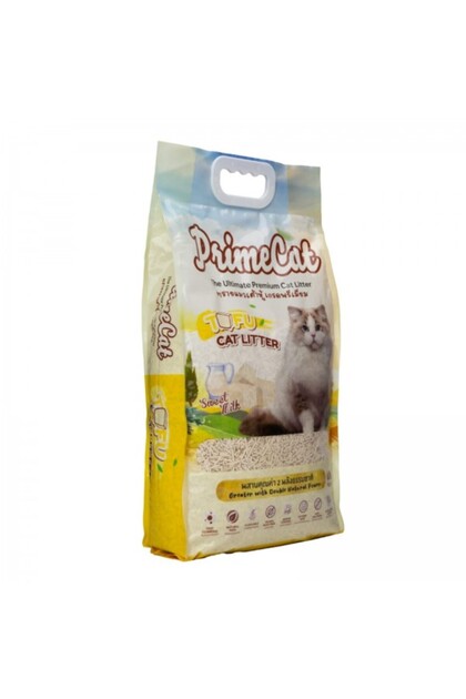 Cat Litteer Tofu Clumping Flushable , Premium Cat Litter Sweet Milk, PrimeCat , 4.5kg (10 Litter )