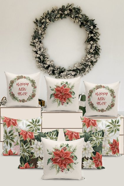 8-Piece Double-Sided Digital Printing Throw Pillow Cover Christmas / Cristmas Patterned