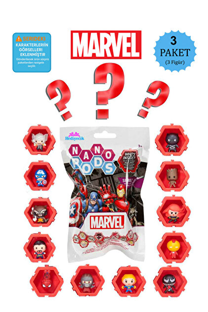 hediyecik Original Marvel Super Heroes Nano Pods Surprise Figure
