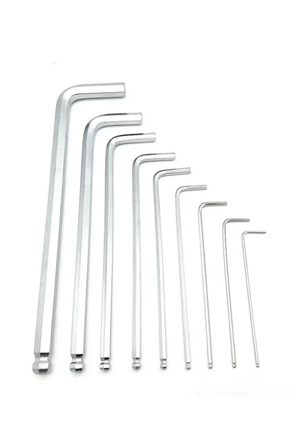 9 Piece Steel Allen Key Set, Short Flat and Corner Allen Wrench Kit