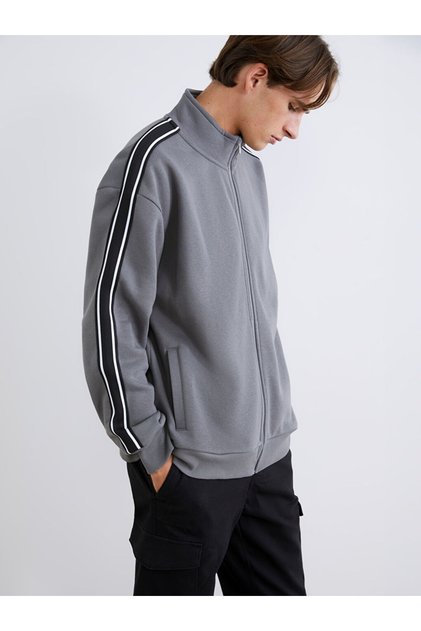 Rmz Gi̇yi̇m Farkiyla Dik Roba Collar Long Sleeve Men's Zipper Sweatshirt
