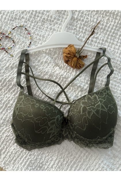 Double Cross Lace Detail Padded Bra