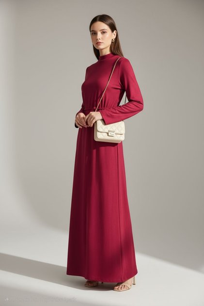 Half Collar Comfortable Fit Flexible Long Sleeve Seasonal Dress