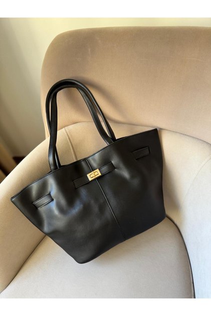 Women's Lock Model Large Size Daily Shoulder Bag