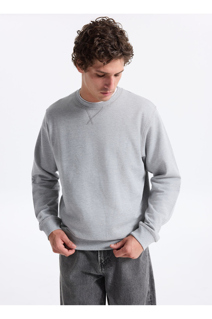 Jack & Jones Bisiklet Yaka Gri Erkek Sweatshırt 12279677_JJGRADY