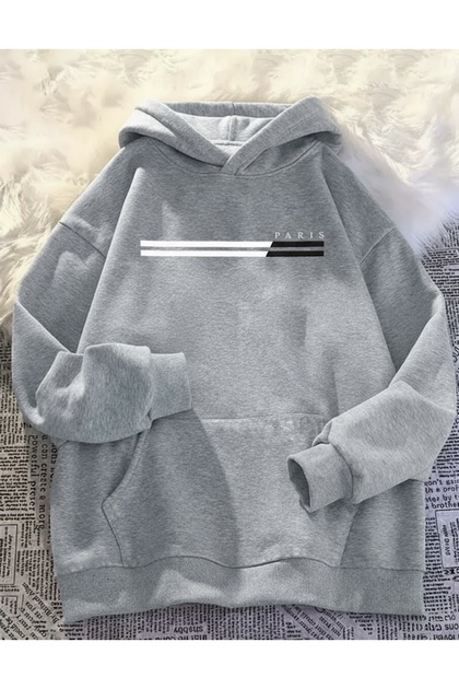 Paris Printed Oversize Unisex Hooded Sweatshirt