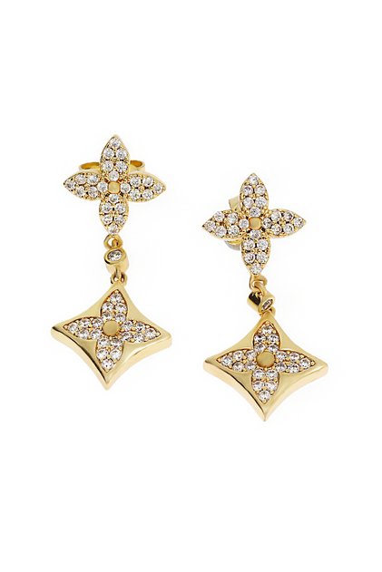 Kadın Çiçek Model Sallantılı Gold Renk Çelik Küpe