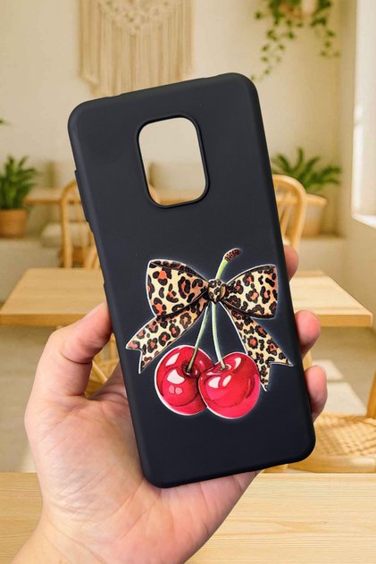 Redmi Note 9 Pro and 9S Compatible Cherry Leopard Bow Pattern Silicone Shock-Absorbing Rubber Case