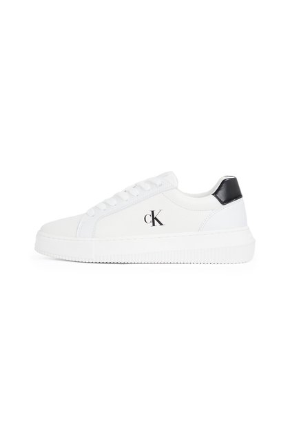 Women Bright White/Black Chunky Cupsole Low Top Leather Sneakers