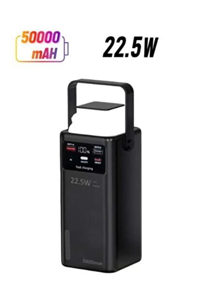 50000mAh PD Power Bank with LED Display, 22.5W Fast Charging, 4 Built-in Cables, Black